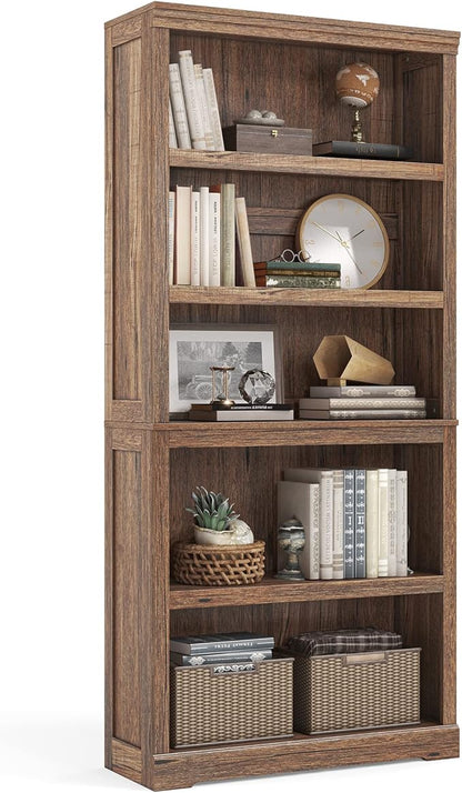 LINSY HOME 5-Shelf Bookcase, Bookshelves Floor Standing Display Storage Shelves 68 in Tall Bookcase Home Decor Furniture for Home Office, Living Room, Bed Room - Dark Brown