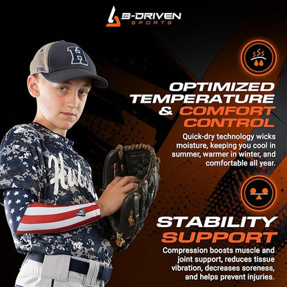 B-Driven Sports Sleeve Pro-Fit - Compression Arm Sleeve for Men & Women - Basketball & Volleyball Arm Sleeve - Single