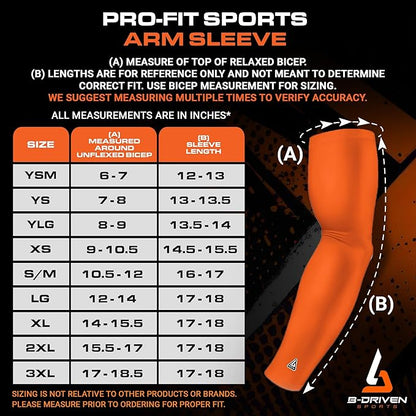 B-Driven Sports Pro Fit Compression Arm Sleeves for Men Women & Youth - Volleyball Golf Running Baseball Basketball - Pair
