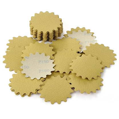 MAXMAN 50 PCS Hook and Loop Sanding Discs, 3-Inch Flex Edge Wavy Sander Pads Alumina Orbital Sandpaper 150 Grit - Perfect for Sanders Hand Drill, Bowl Sanders & Woodworking Wood Auto, No Hole