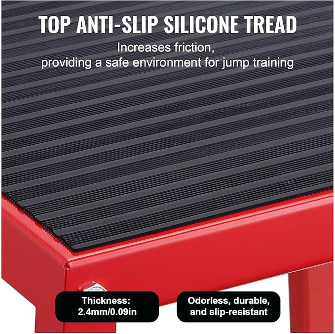 Plyometric Jump Boxes 12/18/24/30 Inch Set, Fitness Agility Box, Anti-Slip Step Platform for Home Gym, Strength & Conditioning Training, Red