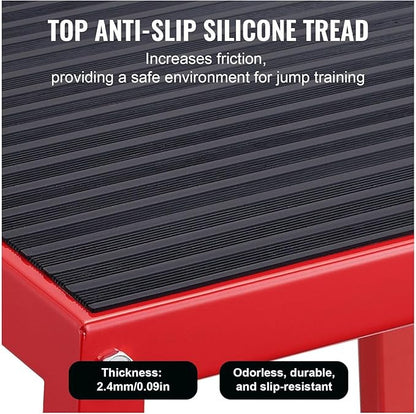 Plyometric Jump Boxes 12/18/24/30 Inch Set, Fitness Agility Box, Anti-Slip Step Platform for Home Gym, Strength & Conditioning Training, Red