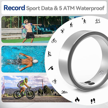 Smart Ring for Women Men,Sleep Tracking Wearable,Fitness Tracker Ring with Step/Heart Rate/Blood Oxygen/Distance/Calorie,Clock Vibration,No Subscription Fee,5ATM Waterproof, iOS&Android(Black 9)