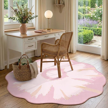 Latte&Fog Pink 6ft Round Area Rug