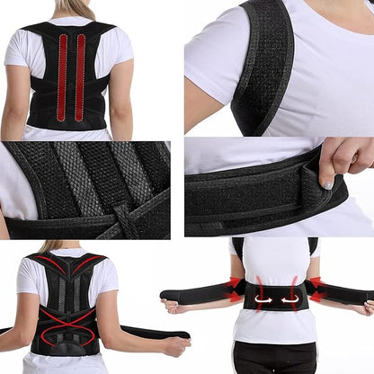 Posture Corrector for Women and Men, Adjustable Back Straightener Posture Corrector,Upper Lower Back Brace Support Belt for Men Women Body Neck Shoulder Trainer (XS, Black)