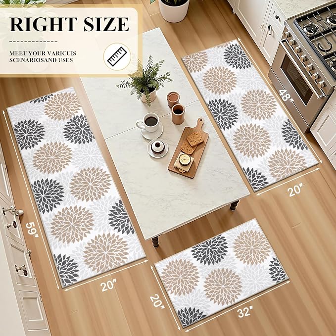 Ileading Boho Kitchen Rugs Sets 3 Piece
