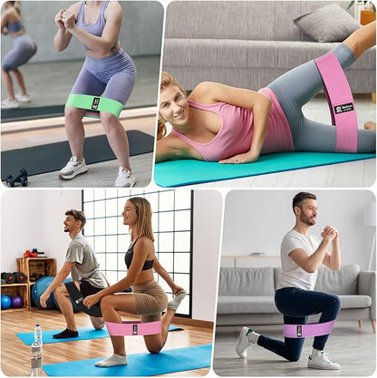 Booty & Resistance Bands – 3 Level Non-Slip Fabric Exercise Bands for Legs & Glutes, Women & Men, Squats, Hip Thigh Training, Yoga, Pilates, Home Workout