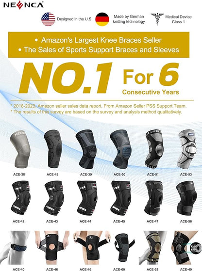 NEENCA 2 Pack Knee Braces for Knee Pain, Compression Knee Sleeves with Patella Gel Pad & Side Stabilizers, Knee Support for Meniscus Tear, Arthritis, Joint Pain, ACL, Runner, Workout