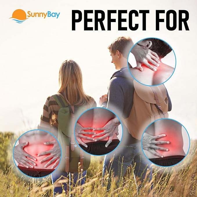 SunnyBay 24-Pack Air-Activated Wearable Heat Patches for Back Pain – Self-Supporting with 4 Belts (No Sticky Back) – Heating Pads for Cramps, Neck, Shoulder – Up to 113°F Warmth