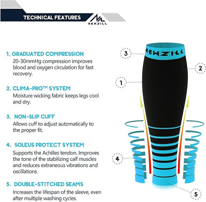 NEWZILL Compression Calf Sleeves (20-30mmHg) for Men & Women Perfect Option to Compression Socks for Running Travel Nursing