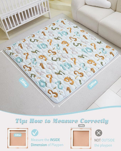 Viviland Baby Mats for Floor, 50x50 Inch Playpen Mat, Thick Cushioning Padding Playmat for Baby and Toddlers Infants, Non-Slip & Machine Washable, Blue Numbers