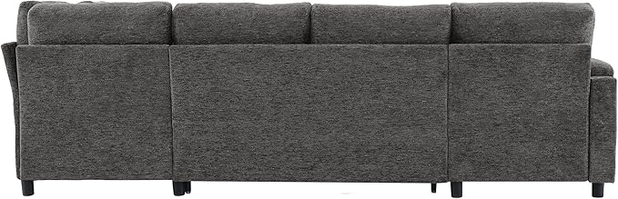 Eafurn Oversized U Shaped Sectional Sleeper Sofabed Pull Out Couch Bed for Living Room 6 Seater Upholstered Convertible Pullout Lounge Sofa Couch w/Storage Chaise, USB Ports for Living Room Apartment