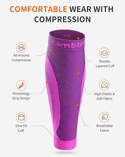 CAMBIVO 3-Pair Calf Compression Sleeves for Men & Women – Footless Socks for Shin Splints & Leg Pain Relief, 1 Pair Available