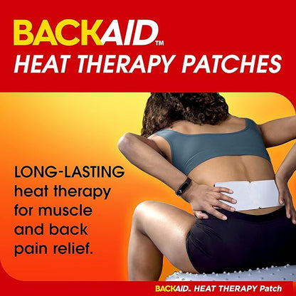 Backaid Heat Therapy Patch, Air-Activated Therapeutic Heat, Wide for Lower Back and Hip Pain Relief, 6 Count
