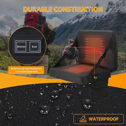 Nice C Heated Stadium Seat with Battery, Heated Seat Cushion, Heated Bleacher Seat, Stadium Seat with Back, Foldable and Lightweight, Thick Padded with Carry Handle, Power Bank Included (1 Pack)