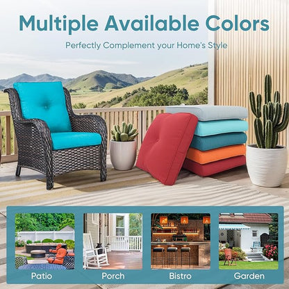 Patio Chair Cushions 6 Packs - Outside High Back Thick Replacement Cushion 22x24 with Zipper Cover for Outdoor Glider Rocking Chairs Loveseat 3-Seater Couch Sofa – Teal/Buckle