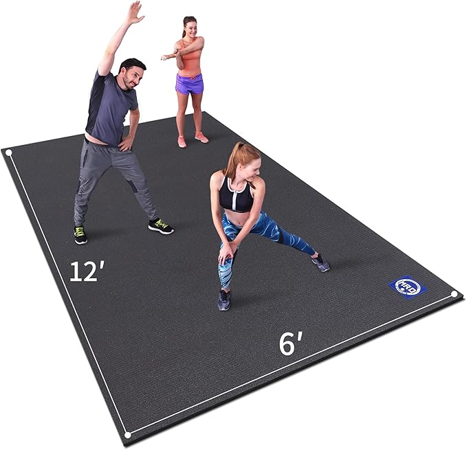 MRO Extra Large Exercise Mat For Home Gym, 15'x6'/12'x6'/9'x6'(7mm) Workout Mats for Gym Flooring, Non-Slip, Extra Thick Durable Cardio Mat, Ideal for Plyo, Weights, MMA, Jump Rope -Shoe Friendly