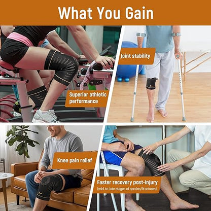 JIUFENTIAN Copper Knee Brace for Women and Men(2 Pack) -knee compression sleeves for Arthritis, Running & Daily Use-Targeted Support for Joint Stability & Pain Relief(X-Large)