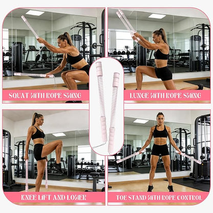 Wildarms Upgrade Cordless Battle Rope with Adjust Weight Ropeless Battle Ropes for Strength Training Portable Battle Ropes for Home Gym (Pink)