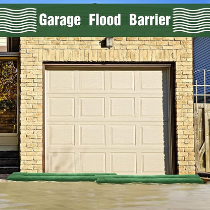 Threan 2 Pcs Long Canvas Sandbags for Flooding Sand Tube Bags Flood Protection Thickened Reusable Rain Wind Flood Barrier with Elastic Band Water Barrier Tube for Door Rain Control, Green (6ft)