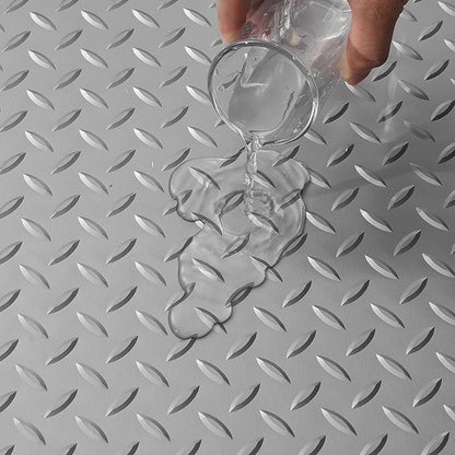 VEVOR Garage Floor Mat, 9.2 x 4.9 FT PVC Garage Flooring Roll, Non-Slip Diamond Texture, 45.21 sq.ft Covering Space, Garage Mats for Under Cars, for Gyms Boats Car Trailer, Silver