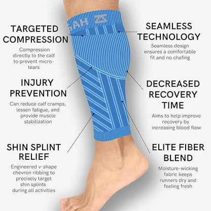 Zensah Running Leg Compression Sleeves - Shin Splint, Calf Compression Sleeve Men and Women