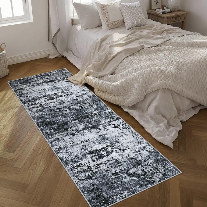 Washable Area Rug 3x8 Entryway Rug: Washable Modern Abstract Soft Thin Rug