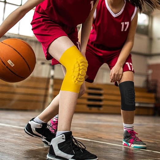 Wrestling Knee Pads for Kids Youth Adult, Knee Compression Sleeve for Basketball Volleyball Football, 1 Pair Short Knee Pads Sleeves ((#2) Yellow-2pcs,XSmall)