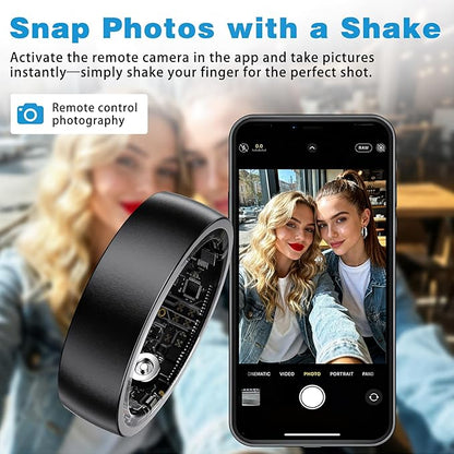 Smart Ring for Women & Men, Activity Tracker Ring, Heart Rate Monitor, Sleep Monitoring, Step Counting, Calorie Pedometer, No Subscription Fee, iOS Android (Black 10)