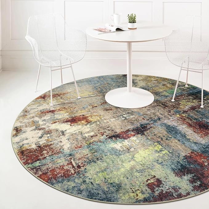Lahome Modern Abstract Round Rug 5ft