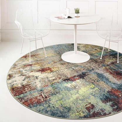 Lahome Modern Abstract Round Rug 5ft