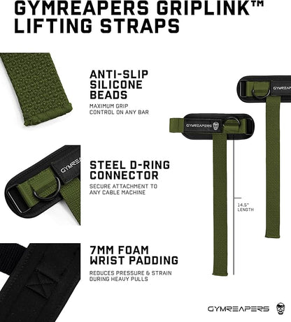Gymreapers GripLink D-Ring Lifting Wrist Straps