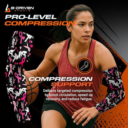 B-Driven Sports Sleeve Pro-Fit - Compression Arm Sleeve for Men & Women - Basketball & Volleyball Arm Sleeve - Single