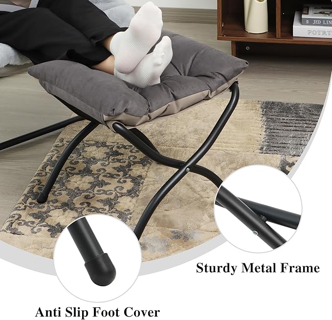 15"(H) Folding Ottoman, Foldable Footrest Stool, Portable Small Foot Stool for Couch, Collapsible Foot Rest Ottoman for Sofa, Accent Padded Ottomans for Living Room, Bedroom, Dark Coffee