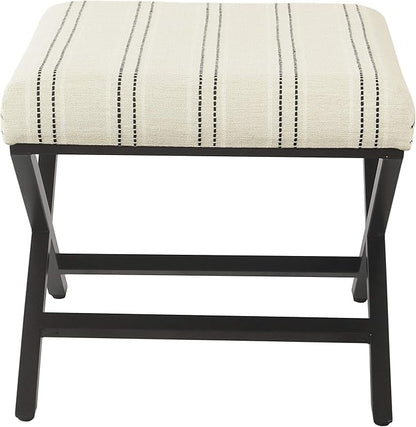 Homepop Home Decor | Modern Square Ottoman with Metal X Base | Ottoman for Living Room & Bedroom | Decorative Home Furniture (Black and White Stripe)