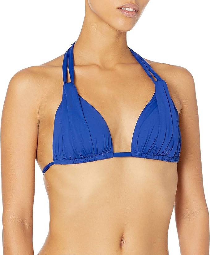 Island Goddess Rouched Halter Bikini Swimsuit Top