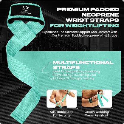 Special Essentials 2 Pack of Wrist Straps for Weightlifting - Two-Sided Anti Slip Silicone Grip & Padded Neoprene - Durable Gym Lifting Straps for Men and Women for Bodybuilding & Powerlifting