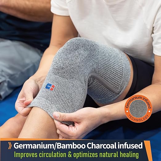 Comforband Premium Recovery Knee Compression Support – Germanium & Bamboo Charcoal Infused Knee Brace for Improved Circulation, Joint Stability, and Pain Relief (Medium)