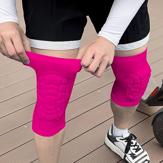 Wrestling Knee Pads for Kids Youth Adult, Knee Compression Sleeve for Basketball Volleyball Football, 1 Pair Short Knee Pads Sleeves ((#2) Pink-2pcs,XLarge)