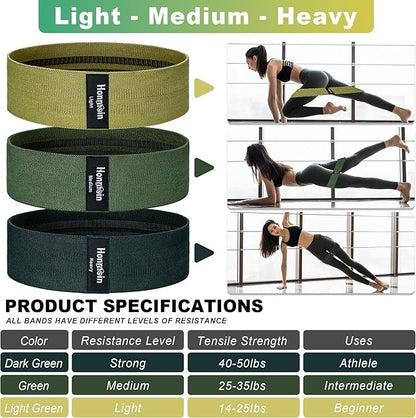 Honmein Resistance Bands for Working Out, 3 Levels Exercise Bands Workout Bands Set for Women Men, Hip Legs Booty Bands for Home Fitness, Gym, Yoga, Pilates