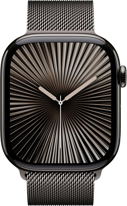 Apple Watch Series 10 [GPS + Cellular 46mm] with Slate Titanium Case with Slate Milanese Loop - M/L. Fitness Tracker, ECG App, Always-On Retina Display, Carbon Neutral with AppleCare+ (2 Years)