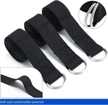 6 Pcs Yoga Strap for Stretching 8 Ft Yoga Exercise Adjustable Straps Bands with Safe Adjustable D Ring Buckle for Pilates Gym Workouts Fitness Improves Sitting Posture