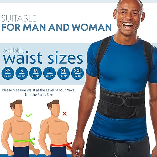 Selbite Posture Corrector for Men and Women - Back Brace for Upper and Lower Body Support - Adjustable Straightener with Pain Relief and Muscle Memory (X-Small)