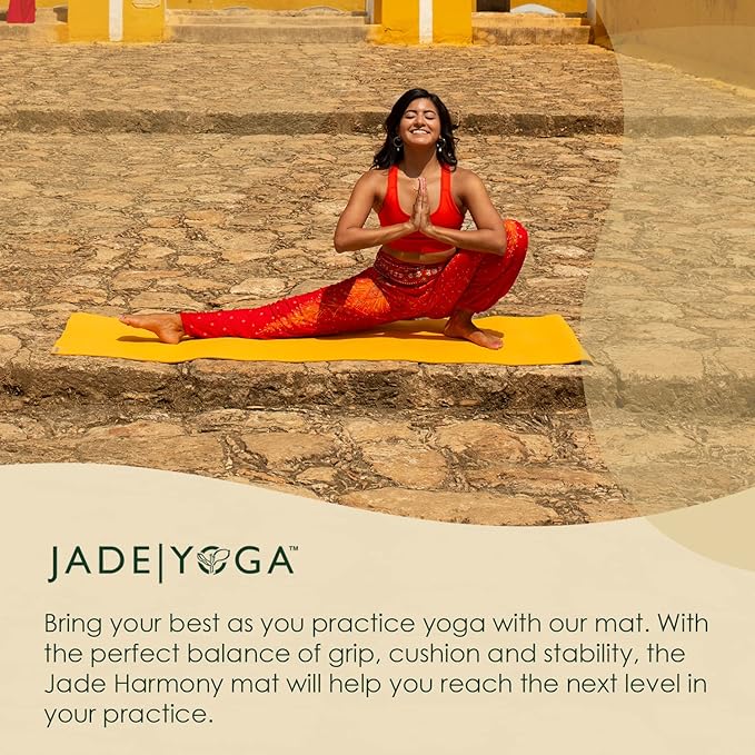 JadeYoga Harmony Yoga Mat - Durable & Thick Gym Fitness Mat, Non-Slip Natural Rubber Yoga Mat - Home Exercise & Stretching Mat, Workout Mat - Yoga, Pilates & Meditation for Women & Men
