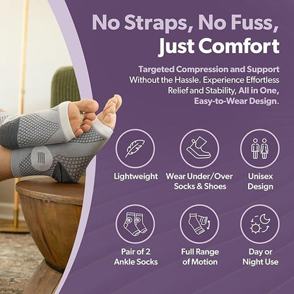 BraceAbility Neuropathy Socks (Pair) - Peripheral Neuritis Compression Diabetic Toeless Foot Sleeves for Nerve Damage Pain in Feet, Ankle Gout, Plantar Fasciitis Relief Brace for Men and Women (L - Black)