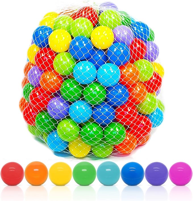 Playz Soft Plastic Mini Ball Pit Balls 500 Count - w/ 8 Vibrant Colors - Crush Proof, No Sharp Edges, Non Toxic, Phthalate & BPA Free for Baby Toddler Ball Pit, Play Tents & Tunnels Indoor & Outdoor