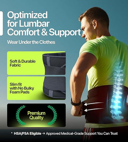 Plus Size Back Brace for Lower Back Pain Relief – Adjustable Lumbar Support Belt for Women & Men, Lower Back Support for Herniated Disc, Sciatica & Heavy Lifting, Workout Back Support Brace, Size 3XL