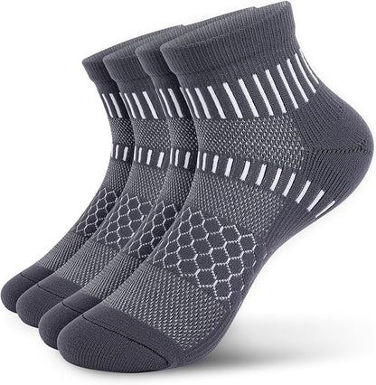 IRAMY Ankle Compression Socks for Men Women Cushioned Running Athletic Socks Plantar Fasciitis Relief 2/4/6 Pairs