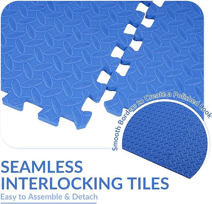 Fitvids Puzzle Exercise Gym Flooring Mat, 1/2" Thick High-Density EVA Interlocking Tiles Workout Mat for Home Gym, Fitness Equipment, MMA, Gymnastics, 6-Piece Shock-Absorbing Exercise Mat (24 Sq Ft)