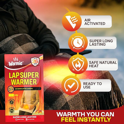 Warmie Super Warmer for Lap & Body | Air‑Activated, Long‑Lasting | Wider Size for Maximum Coverage | All‑Natural, Odorless, Steady Heating for Cold Weather Relief | Safe, Instant Warmth | 1 Pack